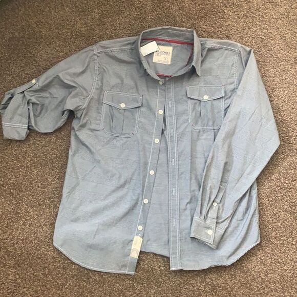 😊 3/$30 
NWT Men’s Akademiks Button Down Long Sleeve XL black/white plaid - Picture 5 of 11